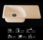 Chiuveta FAT, granit compozit GRANIXIT, 1 cuva stanga si picurator dreapta, 90x49x21 cm, 9.26.05