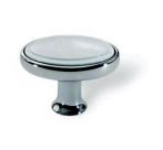 Buton oval crom lucios cu insertie plastic alba, S.1972-32ZN1A4 
