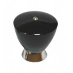 Buton negru si crom lucios cu cristal S 0065-32GL35JMT1