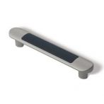 Maner metalic crom satinat cu insertie negru, S A681-160 MC7T7 