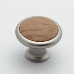 Buton nichel mat cu ins. stejar natur S 0391MT21CP117 