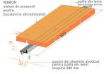 Suport pentru polita din lemn, aluminiu anodizat, L=500 mm, sistem RIBBON, bucata, KAD.35160500034