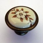 Buton bronz antic portelan cu flori, S 1700-29PF28ZN48