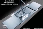 Chiuveta incorporabila flat din inox cu blaturi de sticla, model IRIS - 1 cuva si picurator - IR90.2- Apel