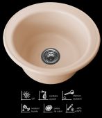Chiuveta rotunda FAT, compozit granit GRANIXIT, 1 cuva conica, 49x21 cm, 9.20.20