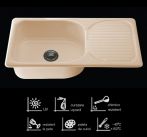 Chiuveta FAT, granit compozit GRANIXIT, 1 cuva+picurator, 90x49x21 cm, 9.23.11